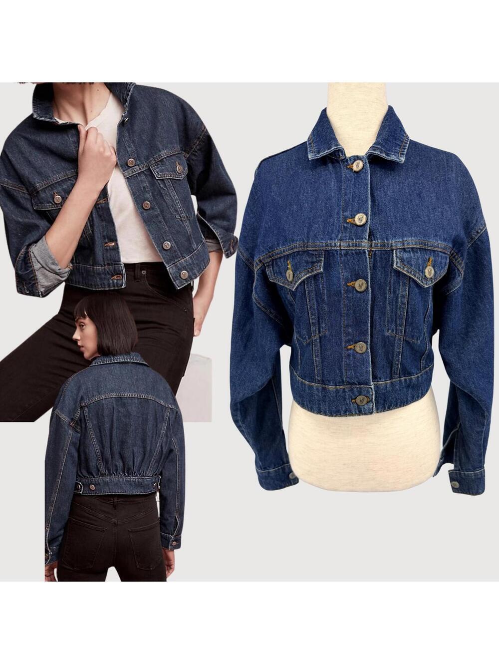 Anthro Pilcro Cropped Denim Jacket Dark Wash XS Chic